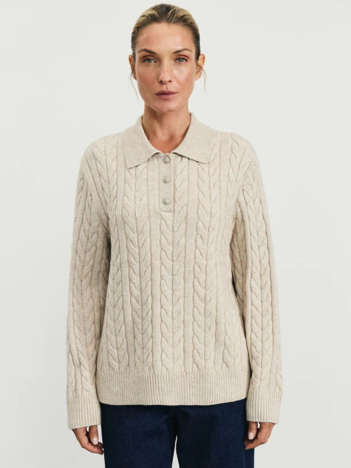 Джемпер с узором и воротником-поло / Zarina  фото 3