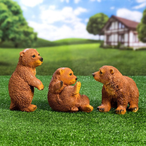 Садовая фигура из полистоуна «Мишки бурые», 42×18×24 см, набор 3 шт.
