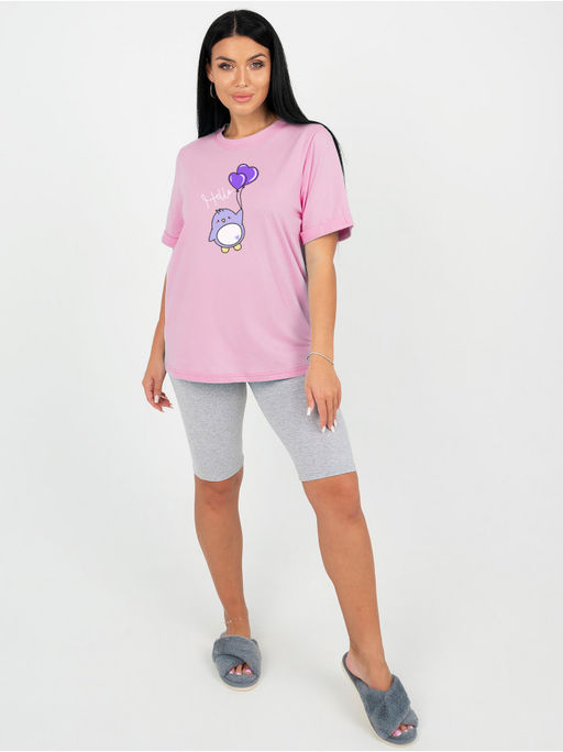 Пижама "Пингвин" розовый с шортами