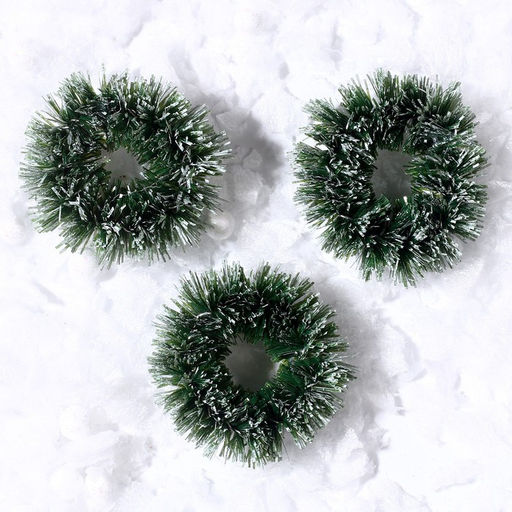 Венок новогодний, набор 3 шт., размер 1 шт. — 3 см, тёмно-зелёный