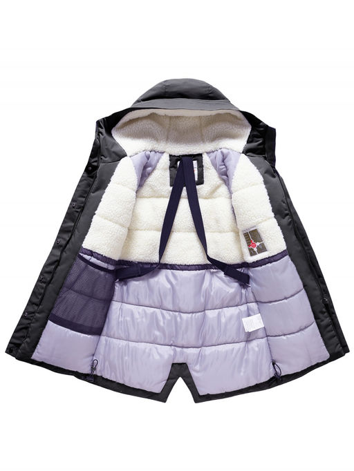 Парка зимняя подростковая для девочки с капюшоном черного цвета 9538Ch - Mtforce фото 10