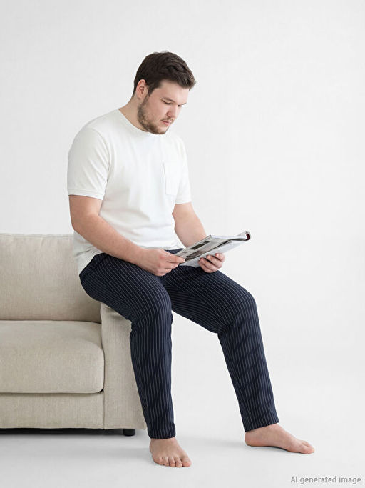 Standart Kal?p ?izgili Erkek Pijama Alt?