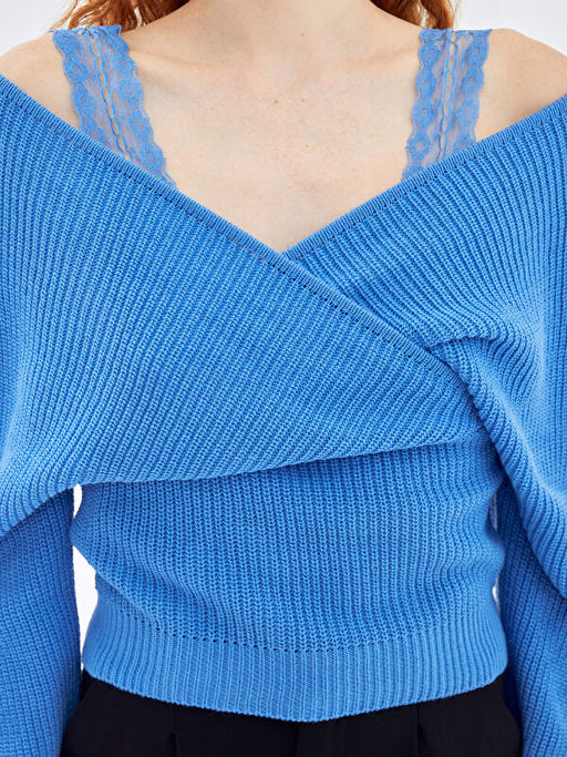 Kruvaze Yaka Kad?n Triko Kazak