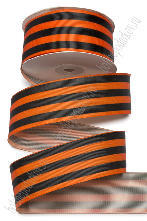 Лента репсовая 4 см*25 ярд с рисунком "Георгиевская" SF-7484