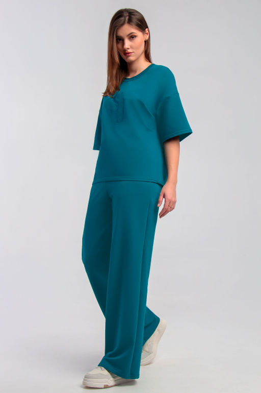 Арт. 2365 Костюм с брюками женский 44-50 (4 шт) Цвет:верх-изумрудный,низ-изумрудный - Калинка фото 3