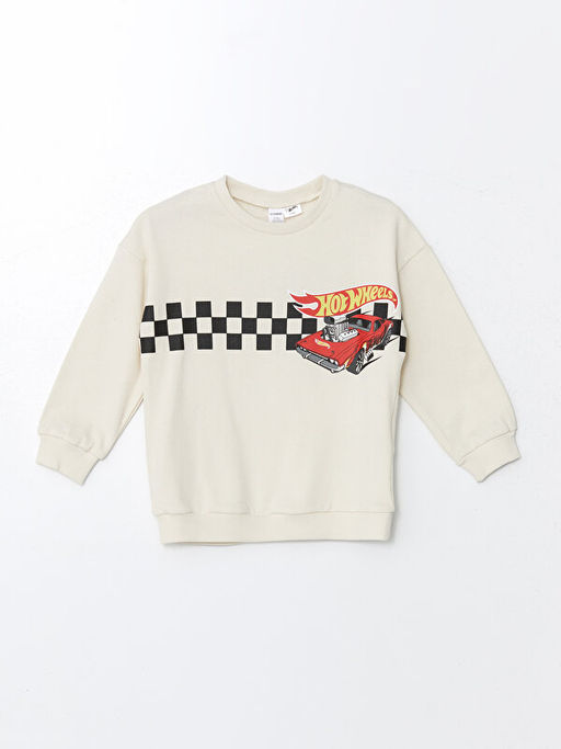 Bisiklet Yaka Uzun Kollu Hot Wheels Bask?l? Erkek Bebek Sweatshirt ve E?ofman Alt 2li Tak?m - Waikiki фото 2