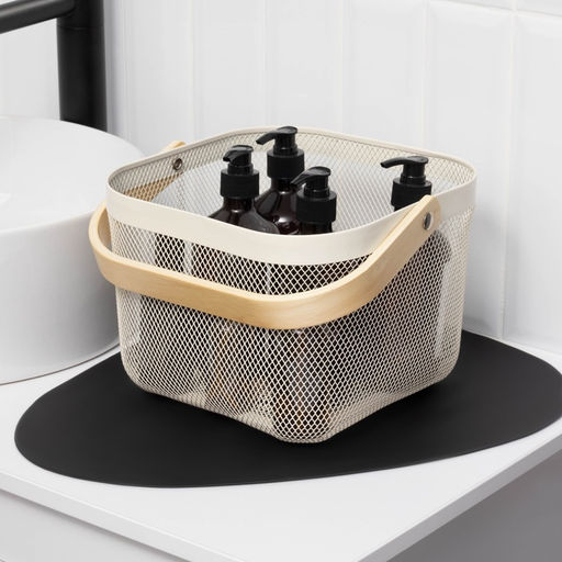 Корзинка универсальная LaDо́m, квадратная, с ручкой, 24.5×24.5×18 см, кремовая