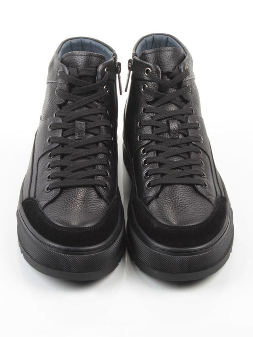 05-B203B-1M-A BLACK Ботинки зимние мужские (натуральная кожа, натуральный мех)