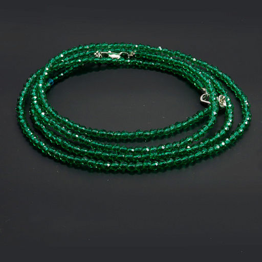 Бусы Шпинель Изумрудные d-3мм 43см с алмазной огранкой