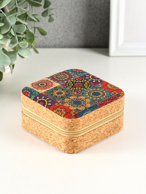 Шкатулка для украшений «Восточный ковёр», пробка, кожзам, 10×10×5 см