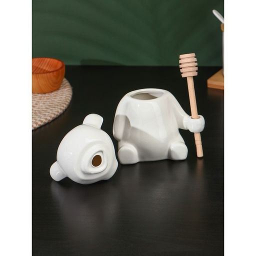 Ёмкость для мёда BellaTenero «Мишка», 280 мл, 14.5×12 см, с ложкой, фарфор, белая