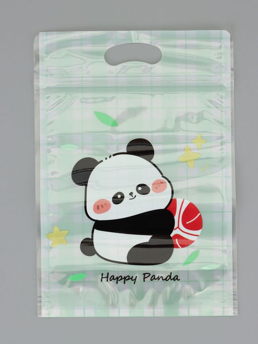 Цена за 50 шт. Пакет подарочный, с zip-lock застежкой, "Счастливая панда", 15х23 ± 1см МИКС