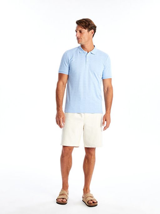 Polo Yaka K?sa Kollu Desenli Erkek Ti??rt