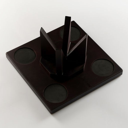 Мини-Бар «Рубин», на подставке, штоф - 880 мл, стаканы - 200 мл, 13.5×23×23 см, стекло, дерево