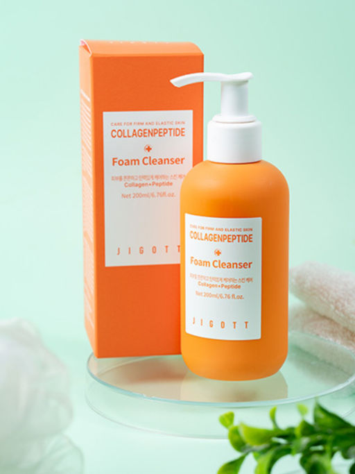 Jigott Очищающая пенка для лица с коллагеном и пептидами / Collagen + Peptide Foam Cleanser, 200 мл