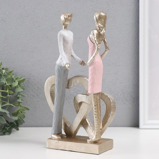 Фигурка полистоун Влюблённые у двойного сердца, 16?7?26.5 см