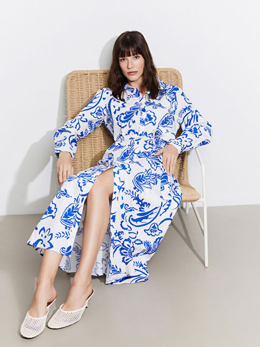 ?i?ekli Kad?n G?mlek Elbise