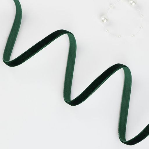 Лента бархатная, 6 мм, 18±1 м, зелёная №165