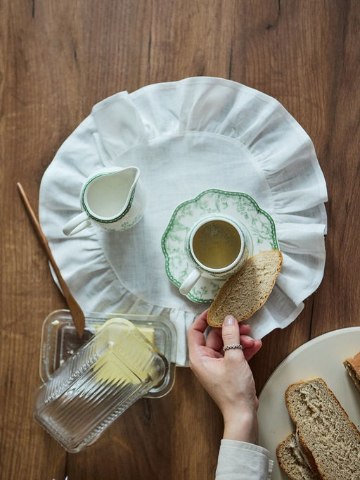 Чайная пара WY Bloomware, 2 предмета; чашка 220 мл, блюдце 15 см, фарфор, белая, зелёная