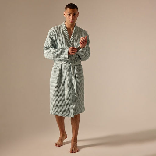 Халат вафельный мужской SL HOME: Boho «Аззура», размер L, хлопок 100%, бирюзовый