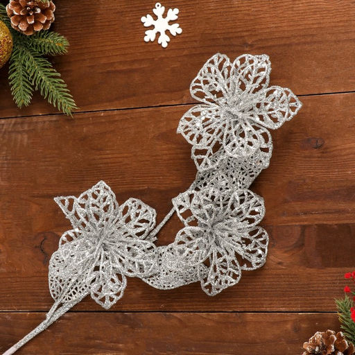 Цветы искусственные «Лилия блеск», 60×10 см, серебро