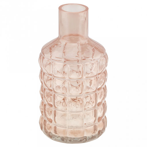 Ваза для цветов стеклянная "Альхес" 1,25л, д11,8см, h22,5см, форма "бутылка", малая, текстурная, "Скандик", грезы (Россия)