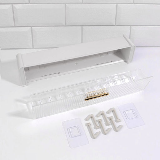 Органайзер настенный, 1 секция, с клеевыми крючками, 38.7×8.5×6.5 см, белый