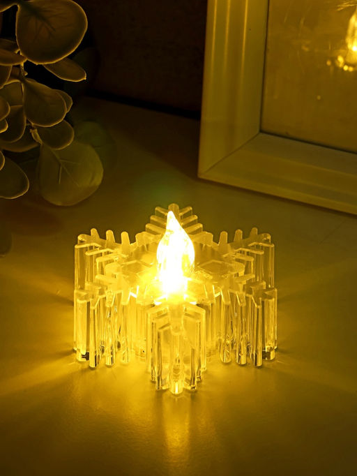 Светодиодная свеча LED RISALUX Снежинка, ночник, 3?LR1130, прозрачный, 7?7?4.5 см