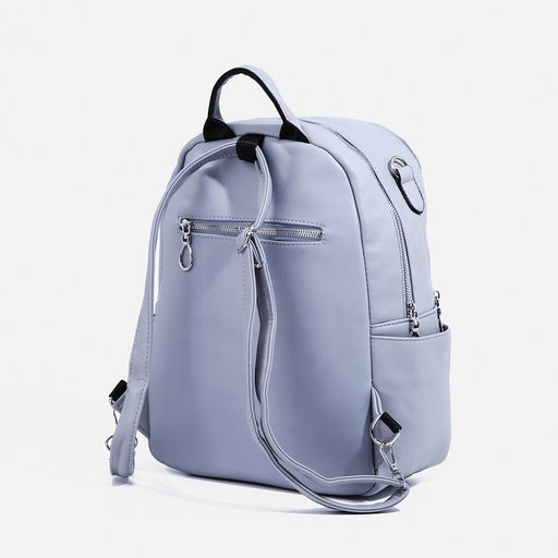 Рюкзак женский из искусственной кожи на молнии, 4 кармана, сумка, цвет серо-голубой - Simaland фото 3