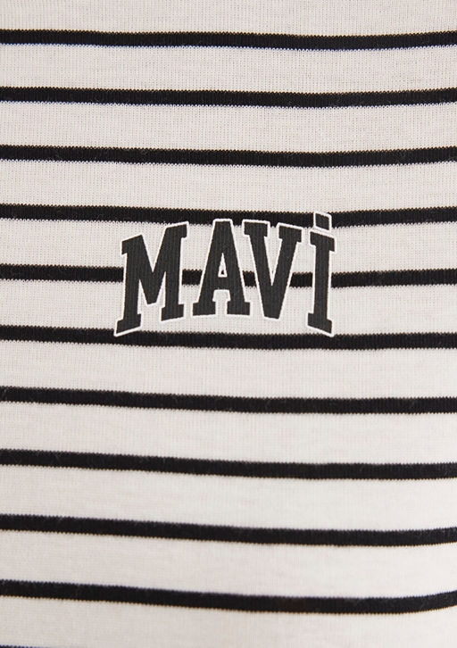 Mavi Logo Bask?l? Siyah Cizgili Tisort  фото 7