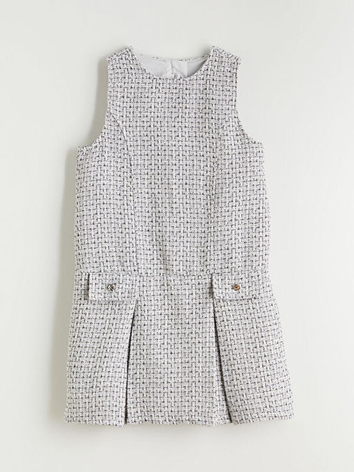 Bisiklet Yaka Pileli K?z ?ocuk T?vit Elbise