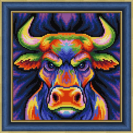 Алмазная живопись АЖ-1884 Цветной бык СК/Распродажа 25 х 25 см