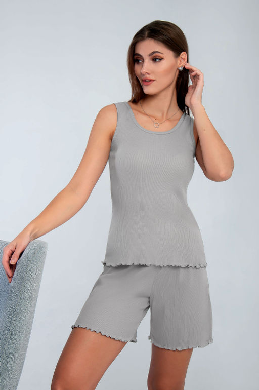 Арт. 9155/1 Пижама с шортами 42-50 (5 шт) Цвет:верх-серый, низ-серый - Калинка фото 2