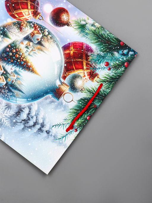 Цена за 2 шт. Пакет подарочный новогодний ламинированный, «Шар Новогодний», 26×12×32 см