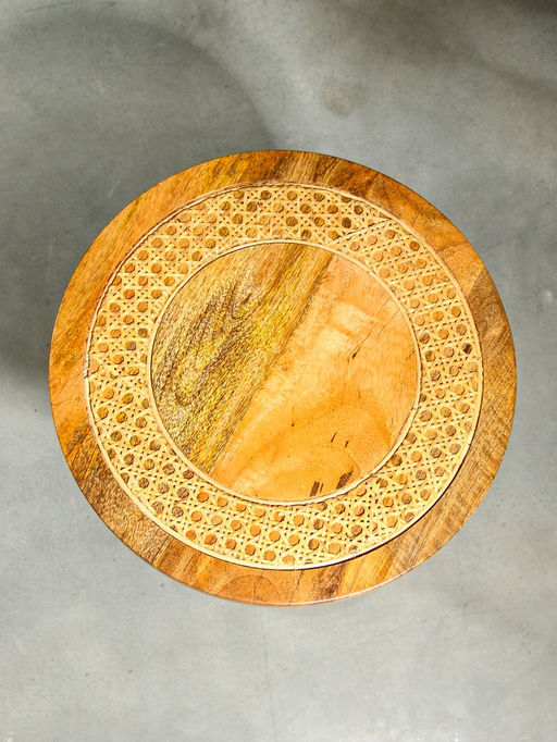 Столик кофейный, 35×35×55 см, манговое дерево, алюминий, коричневый