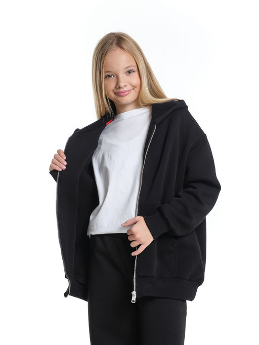 Толстовка с начесом оверсайз на молнии 22-5609 мятный - Mini maxi фото 14