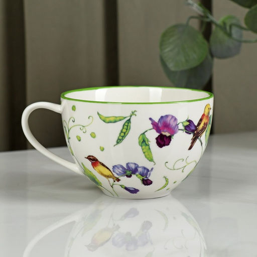 Сервиз чайный Доляна Зелёный сад, 12 предметов: 6 чашек 220 мл, 6 блюдец d=13 см, фарфор