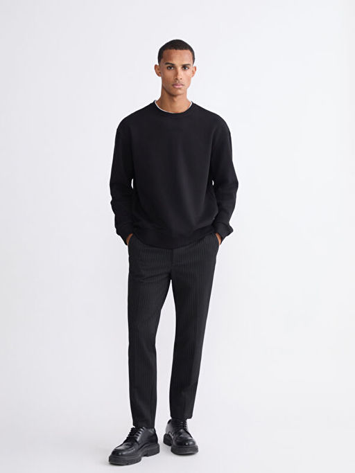 Bisiklet Yaka Erkek Kal?n Sweatshirt