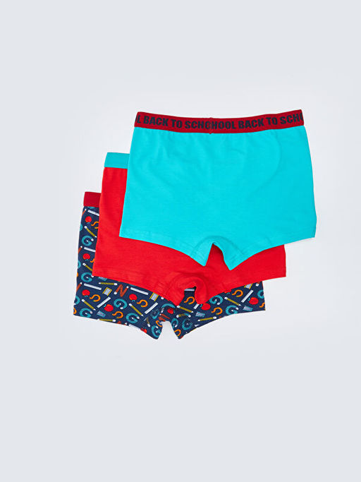 Bask?l? Pamuklu Erkek ?ocuk Boxer 3l? - Waikiki фото 2