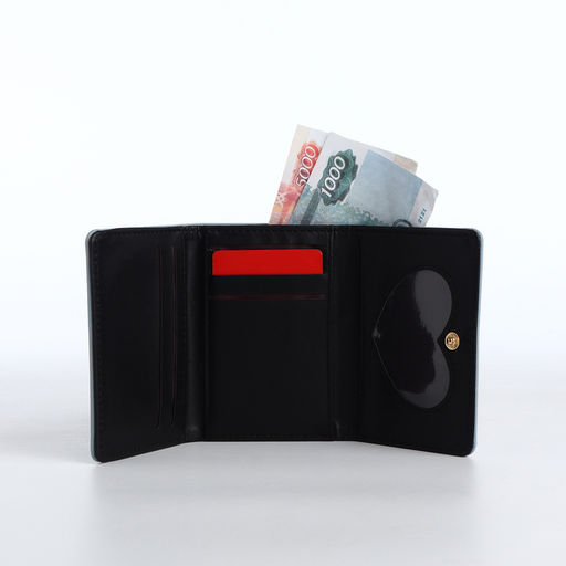 Кошелёк «Цветочек», маленький, для девочки, на кнопке, голубой