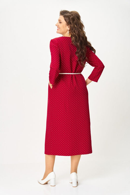 Платье Svetlana Style 2176 бордовый+горох
