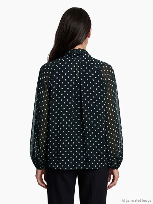 Fular Yaka Puantiyeli Bluz