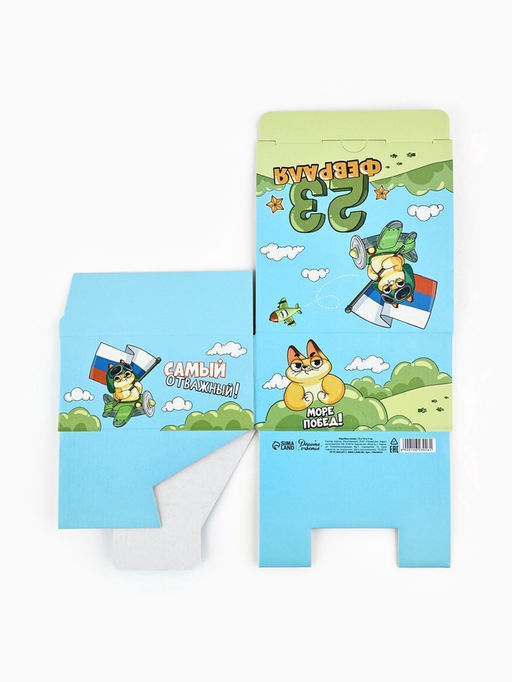 Цена за 2 шт. Подарочная коробка, упаковка 23 февраля, кот, 15?15?7 см