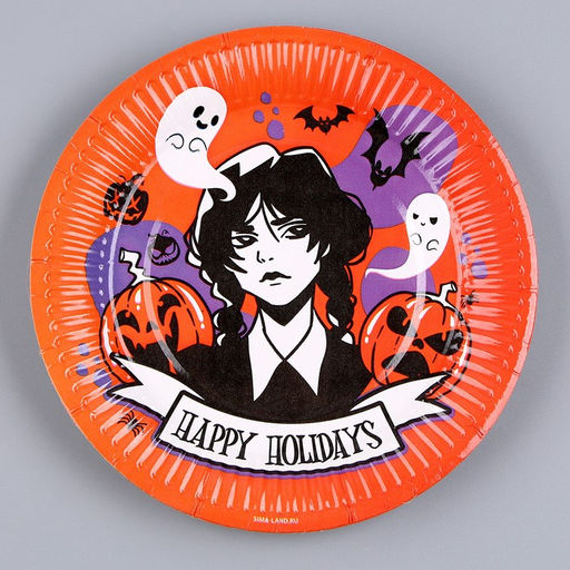 Цена за 10 шт. Тарелка одноразовая бумажная «Хэллоуин», девочка, 18 см