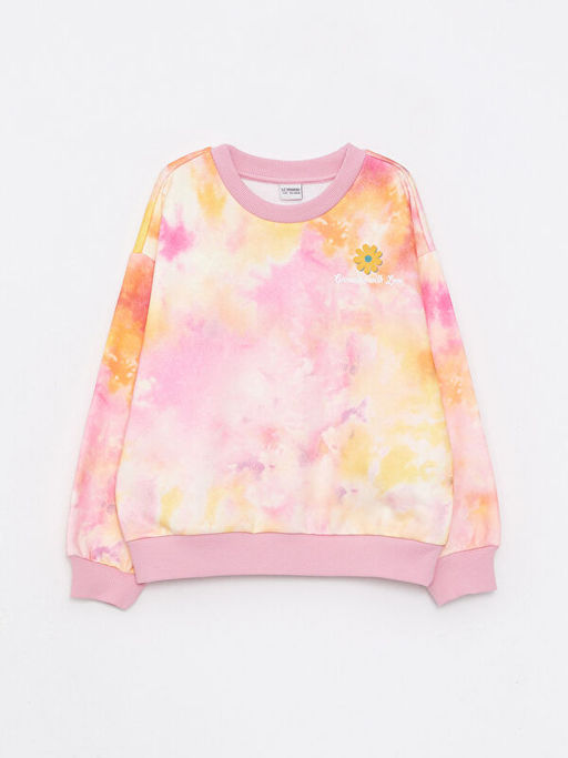Bisiklet Yaka Batik Desenli Uzun Kollu K?z ?ocuk Sweatshirt - Waikiki фото 3
