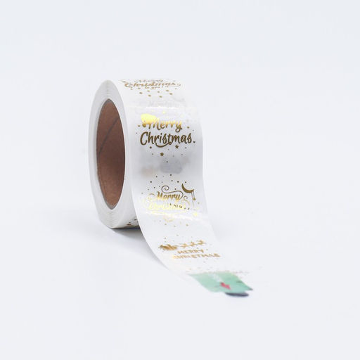 Наклейки c тиснением в рулоне Mary Christmas, 500 шт., 2.5?2.5 см