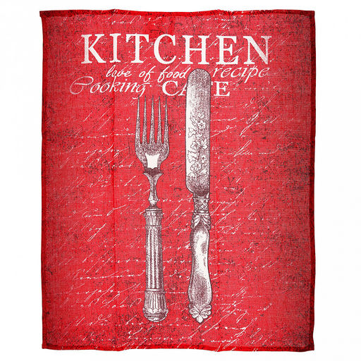 Полотенце кухонное 50х60см "Kitchen & Marfa", набор 3шт, рогожка 156г/м2, хлопок 100%, на картоне, "Домашняя мода" (Россия)