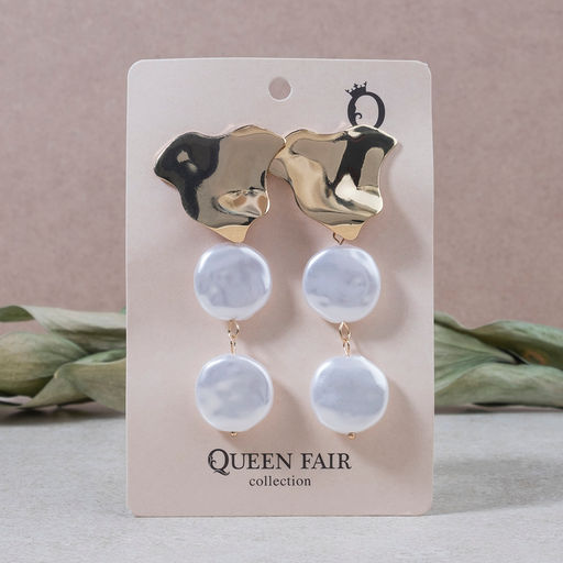 Серьги с жемчугом Гермиона, цвет белый в золоте - Queen fair фото 2