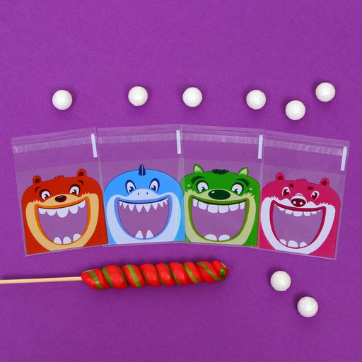 Цена за 100 шт. Пакет БОПП с липкой лентой, "Праздничное ассорти", 10*10+3см