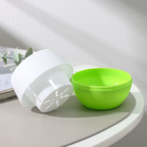 Горшок для цветов с поддоном «Япония», 125 мл, d=8 см, h=6.5 см, пластиковый, белый-фисташковый